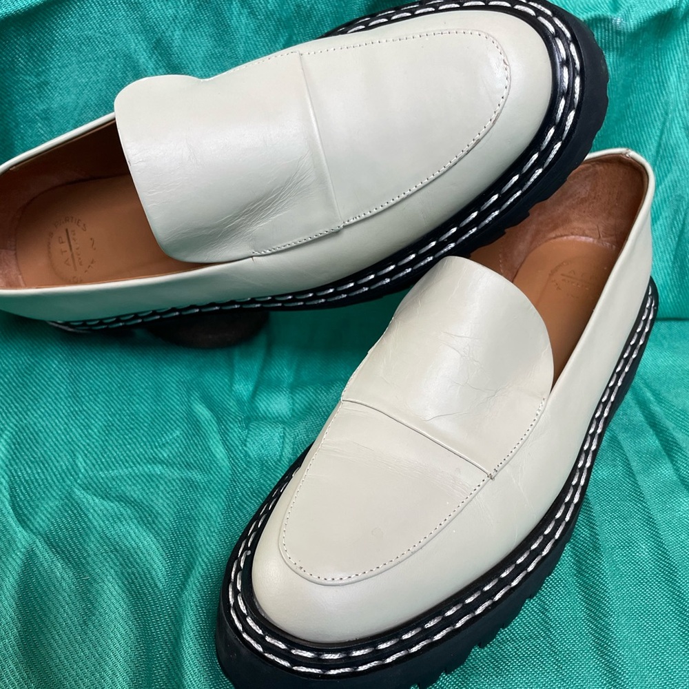 ATP ATELIER Manduria Sage Green Gray Leather Chunky Platform Loafers Handmade 39